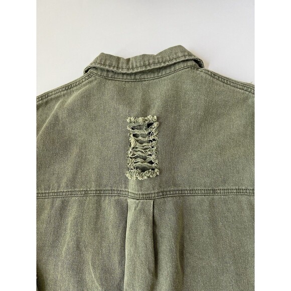 Blakeley Oversized Distressed Shacket Shirt jacket Olive Green L/XL - Picture 3 of 16